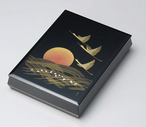 越前漆器 文庫 沈金日の出鶴 A4サイズ 12-13203 書類入れ 書類整理箱 松屋漆器