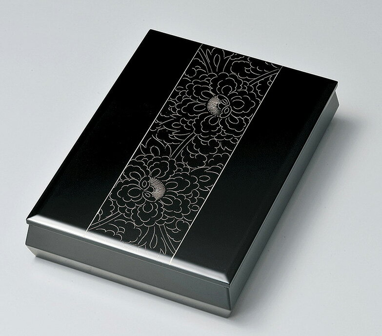 越前漆器 文庫 プラチナ牡丹彫 12-13205 書類入れ 書類整理箱 松屋漆器