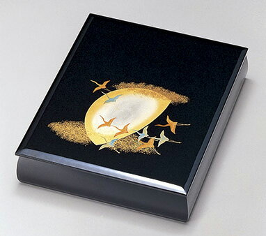 越前漆器 文庫 月に飛鶴 A4サイズ 黒 12-13207 書類入れ 書類整理箱 松屋漆器