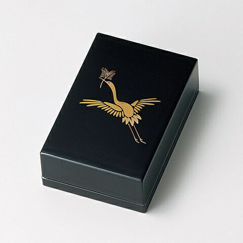 越前漆器 名刺箱 松喰鶴 黒 名刺入れ 小物入れ インテリア 日本製 国産 高級 御祝 ギフト プレゼント 漆塗 松屋漆器 11-13309