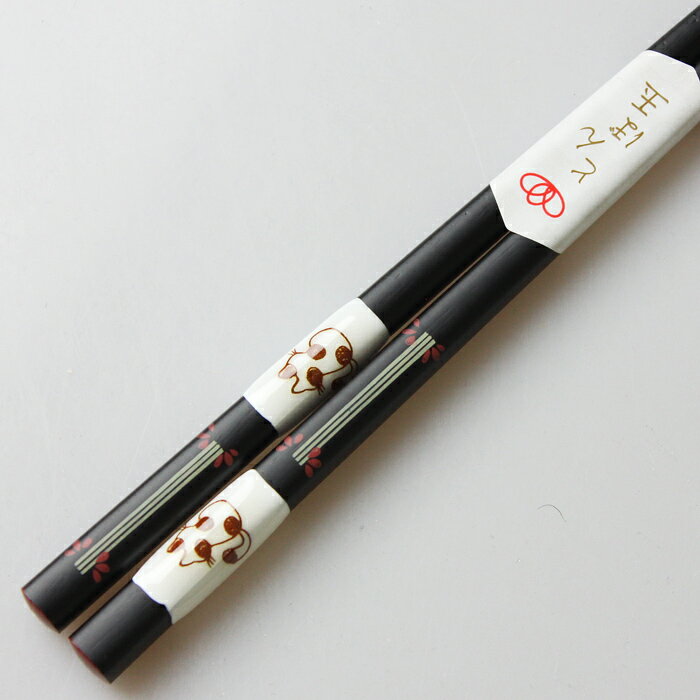 若狭箸 とんぼ玉 後ろ猫 21cm （箸 お箸 木製 若狭塗り) 43368-3