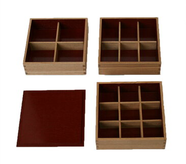 重箱 3段 木製 おしゃれ 松屋漆器店 6寸 白木/内朱 仕切り付3種類 三段【送料無料】白(越前漆器)(日本製、国産、モダン、お重箱、運動会、迎春(お正月・おせち料理)、お花見、行楽に重箱、ランチボックス、お弁当箱、祝重箱 (松屋漆器)