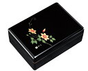 紀州漆器 合口文庫 黒 11.0 鉄仙 盛絵 内梨地(書類入れ 書類整理箱) 22773/21844