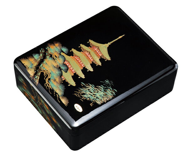 紀州漆器 合口文庫 11.0新丸型 五重の塔 金蒔絵 A4判 内梨地(書類入れ 書類整理箱)25511