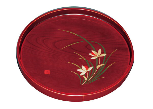トレー カフェ 丸盆 お盆 おしゃれ おぼん【φ30cm】紀州漆器 10.0 丸盆 春ラン 盛絵 26-4-2 とれー オ..