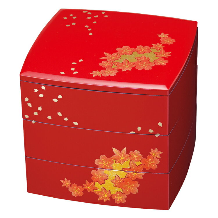 重箱 おしゃれ 3段 重箱 オシャレ 正月 重箱 紀州漆器 6.5胴張三段重 朱 箔春秋 お重 お重箱 三段 紀州漆器 日本製 国産 運動会 お弁当箱 弁当箱 ...