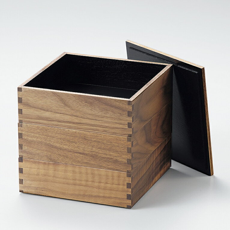 重箱 三段 松屋漆器店 ウォールナット（くるみ） 6寸 お重箱 3段（日本製 国産 越前漆器 運動会 迎春（お正月） お花見 行楽 弁当箱） 【送料無料】のサムネイル