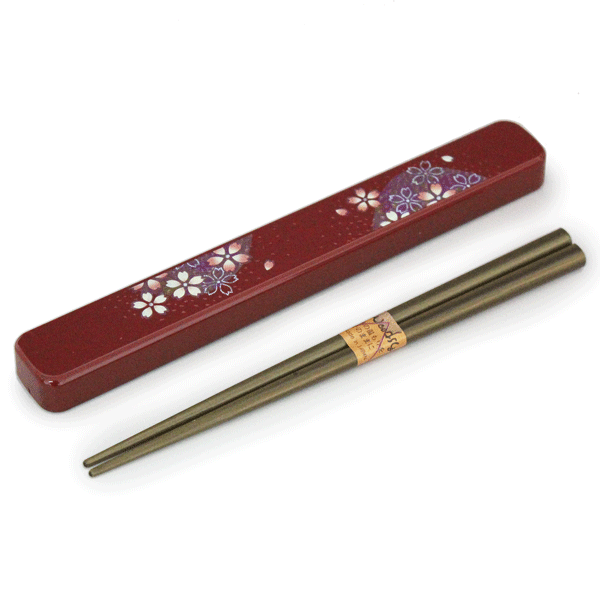 【売り切れ御免セール】【訳あり】箸・箸箱セット 花あかり （朱） お弁当箱用 箸ケース 箸セット 和風