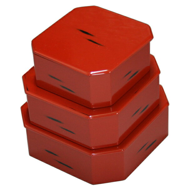 重箱 おしゃれ 3段 重箱 オシャレ 正月 重箱 竹の子重箱 木製 根来塗 001-1818 レッド お重 お重箱 三段 紀州漆器 うるし 日本製 国産 運動会...