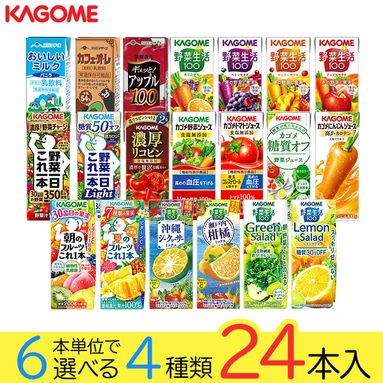 父の日 野菜ジュース 野菜生活 カゴメ 24本 20種類から4種類も選べる福袋 4種類 6本 