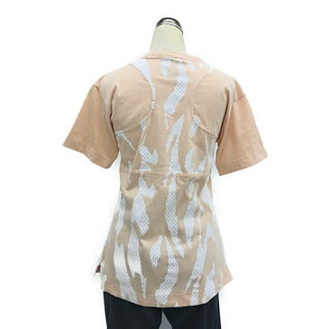 【中古】adidas by Stella McCartney/アディダスバイステラマッカートニー 半袖Tシャツ ヨガウェアー サイドスリット ロゴプリント プリント柄 XSサイズ サーモンピンク