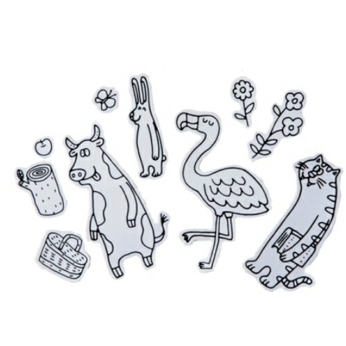 カメヤマ 163-55200-103 ペインタホリックシール ぬりえシール モリ E552000103 12ケ ペインタホリック..