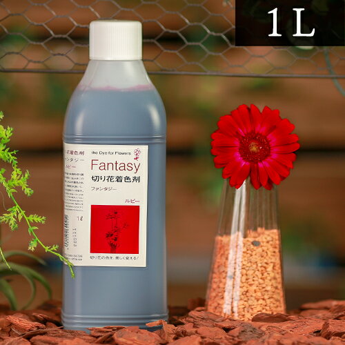パレス化学 切花着色剤ファンタジー 1L ルビー 茎 生花 ディスプレイ デコレーション フラワーアレンジ 植物 染色 染色液 園芸 ガーデニング 自由研究 実験 プリザーブド 手作り DIY インテリア ハーバリウム 染める パレス化 Z