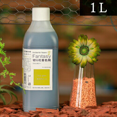 パレス化学 切花着色剤ファンタジー 1L モスグリーン 茎 生花 ディスプレイ デコレーション フラワーアレンジ 植物 染色 染色液 園芸 ガーデニング 自由研究 実験 プリザーブド 手作り DIY インテリア ハーバリウム 染める パレス化 Z