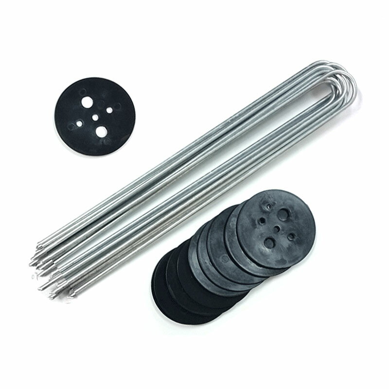 Uピン杭 黒丸 付 1000本 、長さ 25cm 10本×50袋×2ケース 防草シート マルチシート 人工芝 シートピン ..