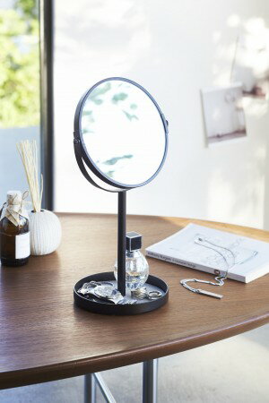 スタンドミラー＆トレイ　タワー　2820　tower 山崎実業 メイク 化粧 トレー付き卓上ミラー 卓上鏡　シ..