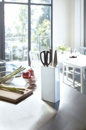 キッチンナイフ＆ハサミスタンド タワー tower 山崎実業 包丁収納 キッチンバサミ収納 スタンド シンプル おしゃれ ホワイト 3512