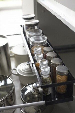 Spice Containers - シンク下伸縮キッチンラックスリム　タワー　4491