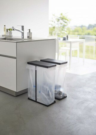 Rakuten - スリム蓋付き分別ゴミ袋ホルダータワー45L2個組ブラック　タワー　6185