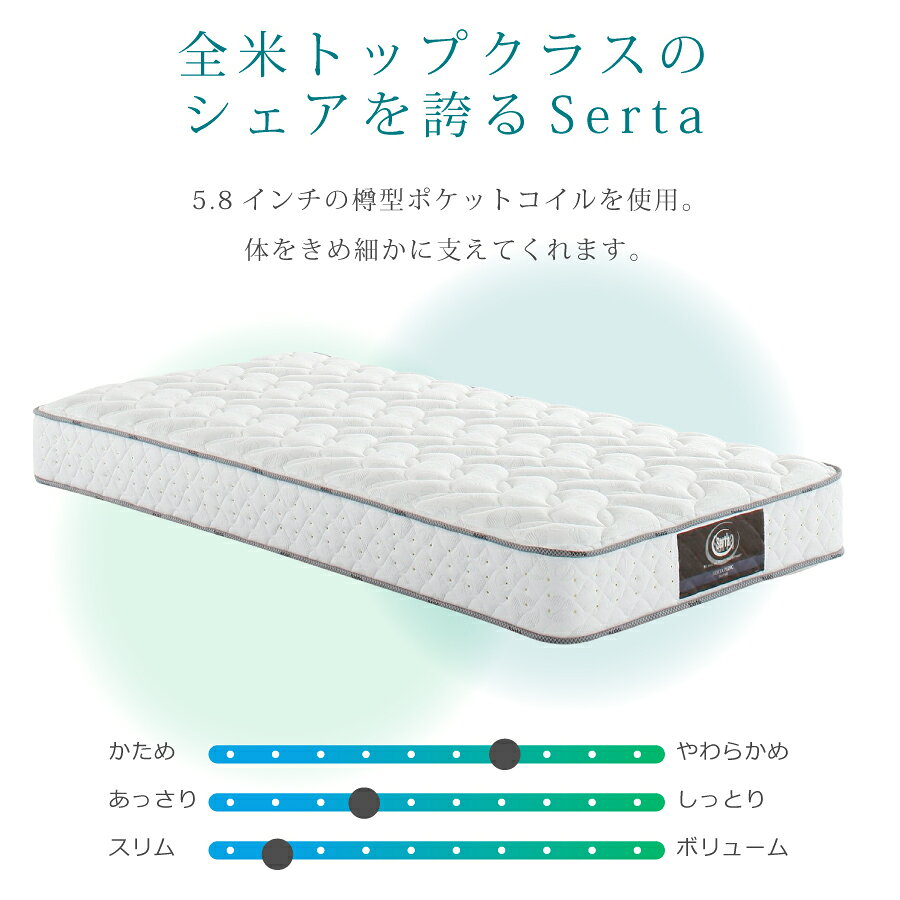 マットレス シングル サータ べディック62 ソフトタイプ 国産 7層構造 5.8インチポケットコイル 3ゾーン配列 ヘルシーエアーレット ファイヤーブロッカー