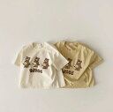 【送料無料】【即納】韓国子供服 ベビー キッズ 半袖トップス Tシャツ くま 80 90 オフホワイト イエロー 男の子 女の子