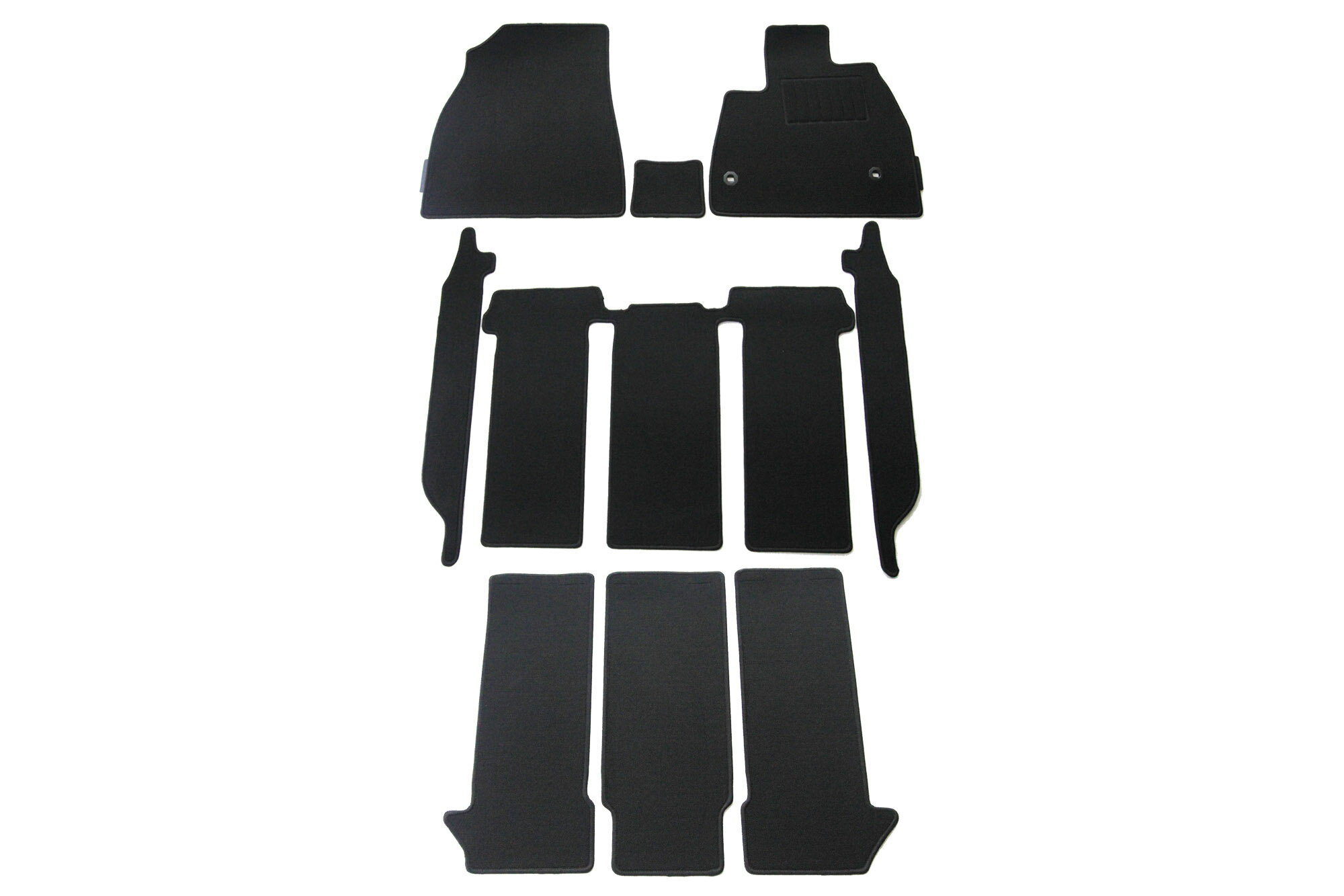 トヨタ ノア・ヴォクシー／NOAH・VOXY 7人乗りハイブリッド車 R4/1～ ZWR90W/ZWR95W フロアマット 1台分 黒 ブラック カーペット カーマット マット 内装 滑りにくい 裏面新素材 専用固定留具付き 即納