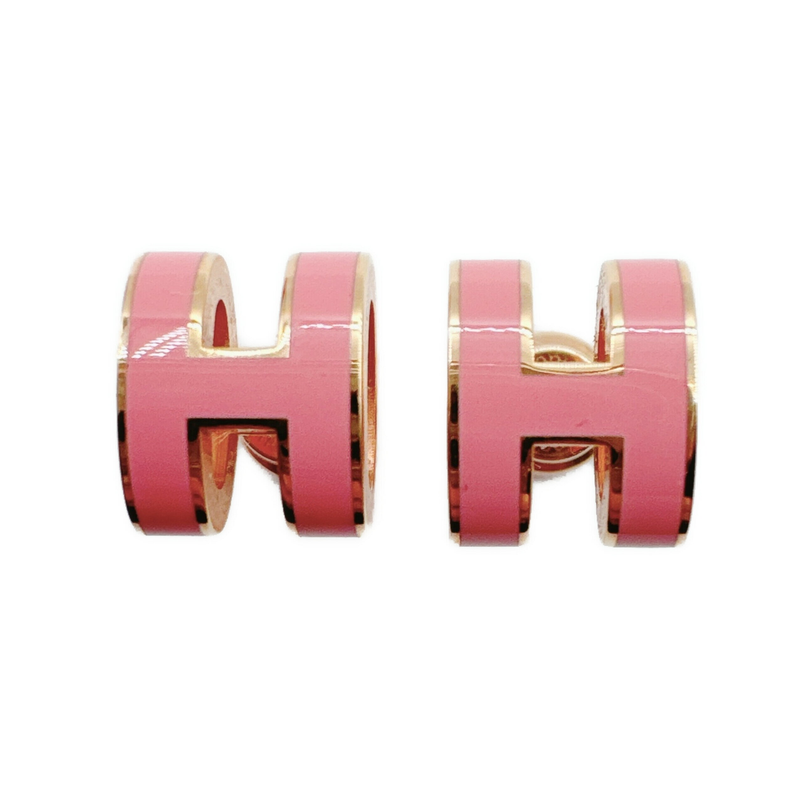 エルメス ポップアッシュ ミニ ピアス ピンク ラッカーメタル ピンクゴールド金具 未使用 HERMES レデ..