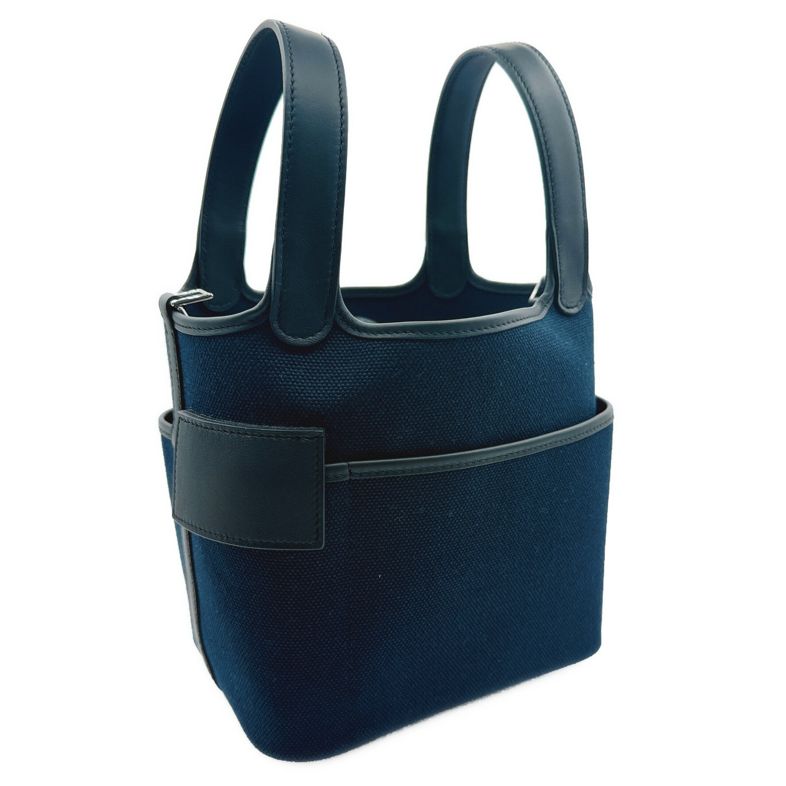 エルメス ピコタンロックPM カーゴ ブルーマリン/ブラック トワルゴエラン/ヴォースイフト シルバー金具 W刻印 未使用 HERMES レディース ハンドバッグ