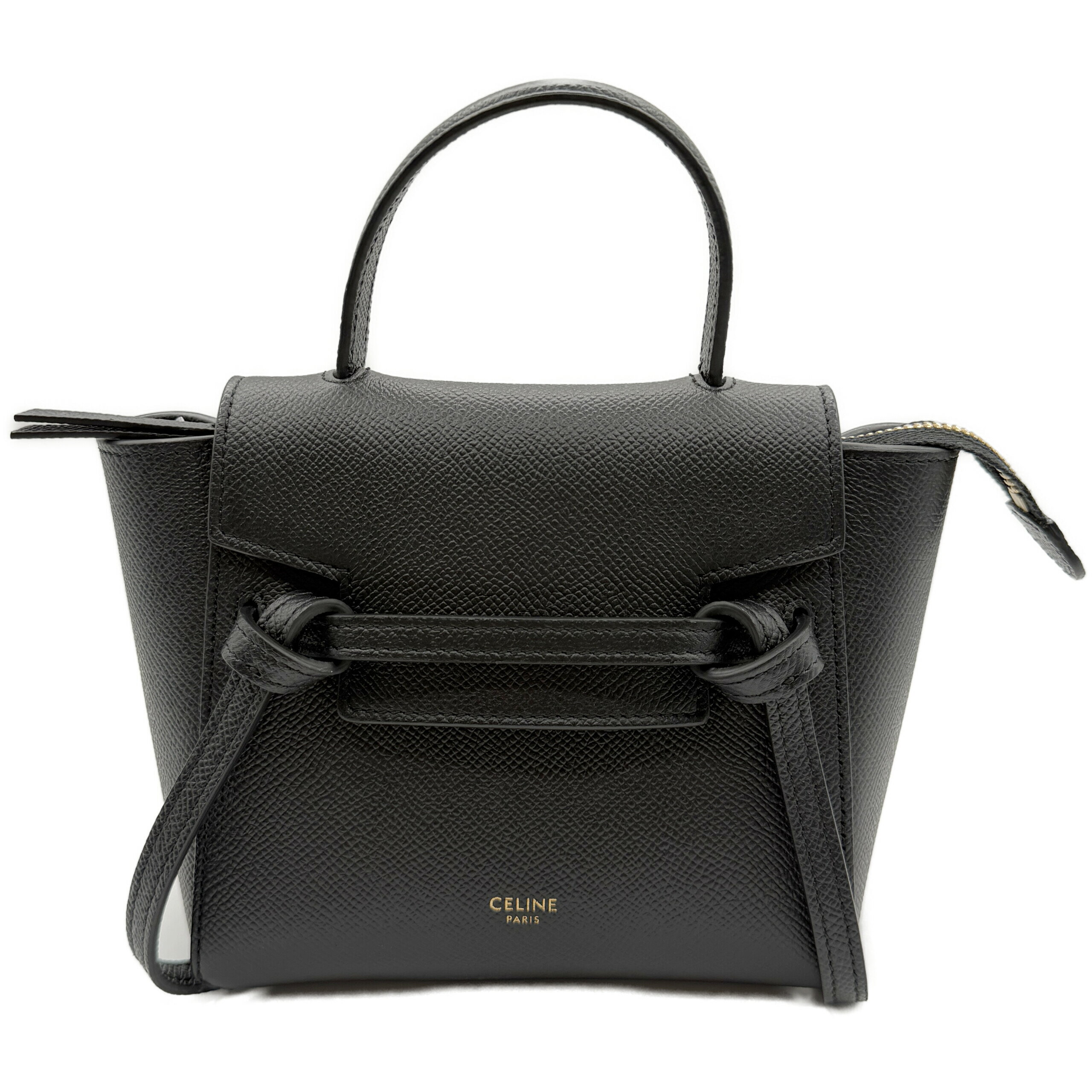 Rakuten - セリーヌ ベルトバッグ ピコ 2Wayショルダー 黒 レザー ゴールド金具 中古A CELINE レディース バッグ ショルダーバッグ ハンドバッグ 194263ZVA.10DC