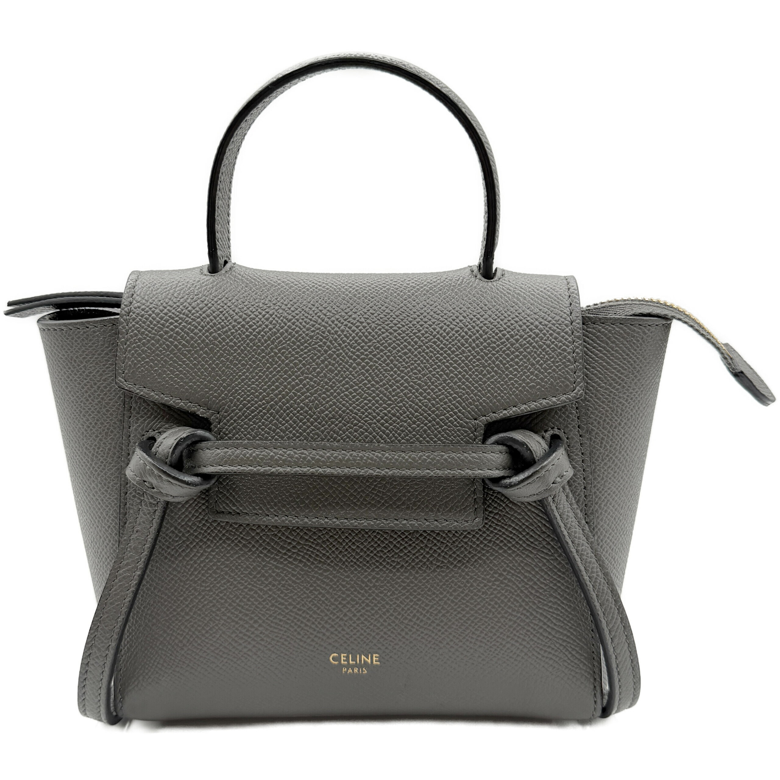 Rakuten - セリーヌ ベルトバッグ ピコ 2Wayショルダー グレー レザー ゴールド金具 中古A CELINE レディース バッグ ショルダーバッグ ハンドバッグ 194263ZVA.10DC