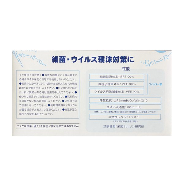 あおもり藍 サージカルマスク 50枚入／ディープブルー 日本製（日精）