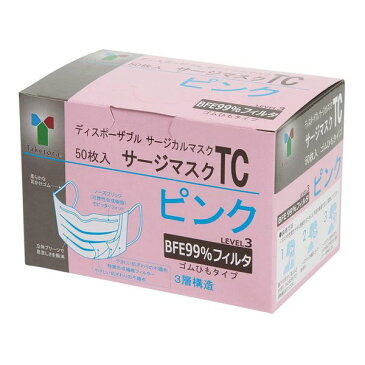 （ケース販売）サージマスクTC 50枚入×10箱／ピンク（竹虎）