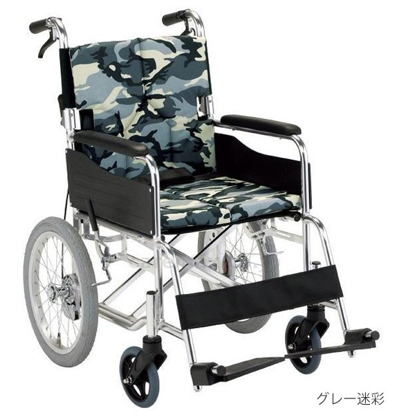 「車いす SMK30」は、介助式・背折れタイプの車いす。座面幅42cm。背シートの張り調整が可能です。 ●背シートはご利用者様の形状に合わせてマジックテープ式で簡単に横方向の張り調整ができます。 ●介助ブレーキ付。バンド式でタイヤの負担も少なくしっかり止まります。 ●円錐状で握りやすいテーパーグリップ。 【サイズ】全幅60×奥行98.5×全高89cm 　折りたたみ時：幅30×奥行89×高さ66.5cm 　座面までの高さ：43cm　（おしり側）：41cm　 　座面のサイズ：幅42cm　奥行：40cm 　キャスターサイズ　前輪：6インチ　後輪：16インチ 【重量】13.5kg【耐荷重】100kg 【材質】フレーム：アルミ　シート：ポリエステル　キャスタ：TPR 【メーカー品番】SMK30-4243MGY 【JAN】4968501998607 【TAIS】00690-000093