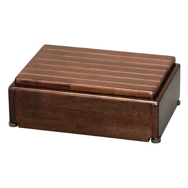 安寿 木製玄関台 S45W-30-1段／ブラウン（幅45×奥行28×高さ15～22.5cm）（アロン化成）