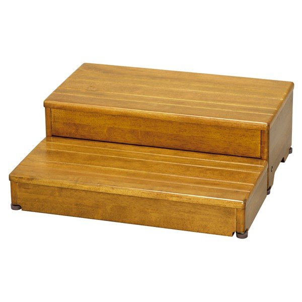 安寿 木製玄関台 60W-30-2段／ライトブラウン（幅60×奥行55・60×高さ20cm）（アロン化成）