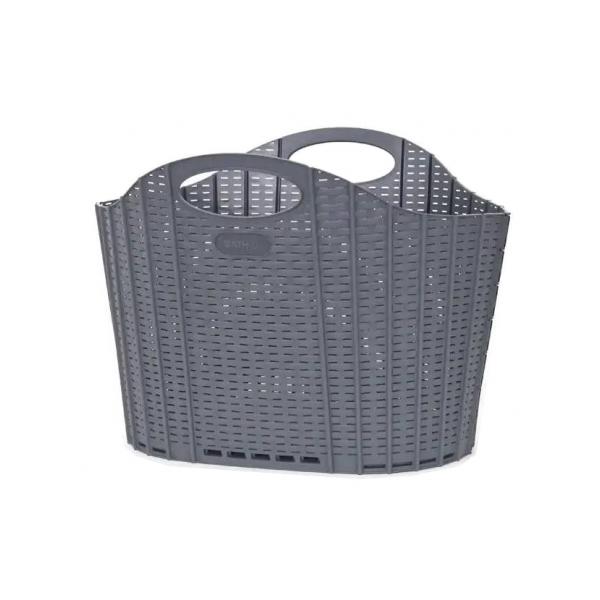 ハルサスタジオ 折りたためるランドリーバスケットラタン／グレー（清水産業）