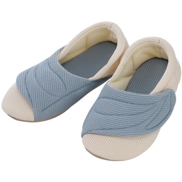 あゆみ ワイドベルトワッフル（足囲9E相当）ブルー／LL（25.0〜26.0cm）左右セット（徳武産業）