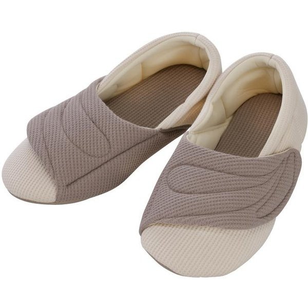 あゆみ ワイドベルトワッフル（足囲9E相当）グレー／M（22.0〜23.0cm）左右セット（徳武産業）