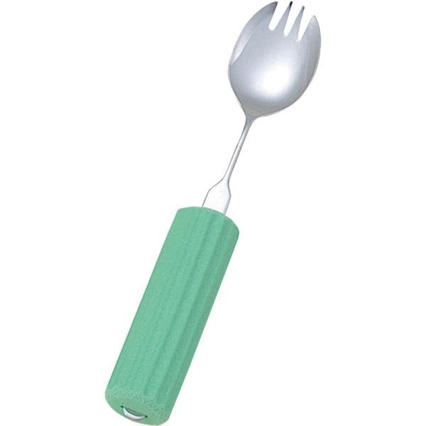 オールステンレスハンドル(シリコンスポンジ付)/スプーン・フォーク兼用大(フセ企画)N-3/SS-28 首が自由に曲がる食具