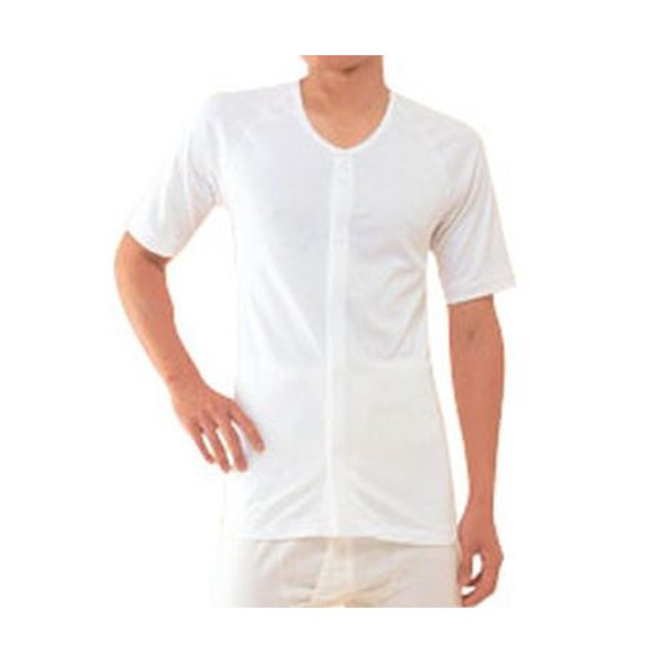 紳士用 前開き介護肌着 No.2 五分袖 Sサイズ（神戸生絲）