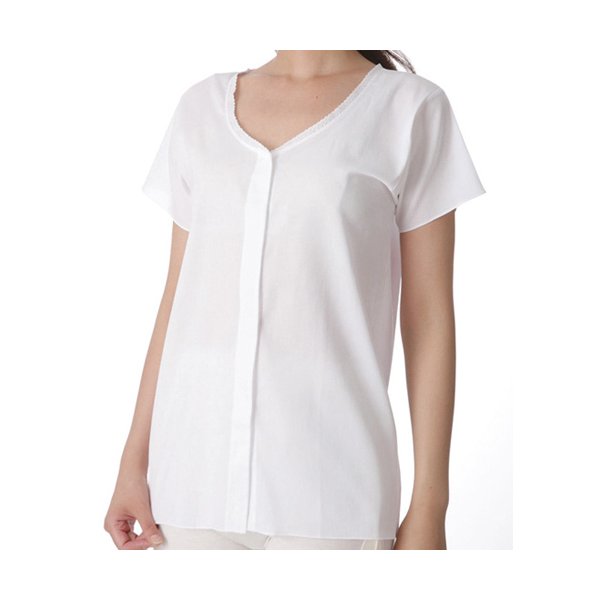 婦人用 介護肌着 クレープ前開き 半袖 Mサイズ（神戸生絲）