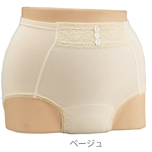 婦人用 心うきうきおしゃれショーツ フラワーレース付（吸収量25cc）LLサイズ／ベージュ（エンゼル）3296