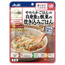 「バランス献立」シリーズは、食べる力が低下した方のために、味はもちろん、見た目の彩りや食べやすさにもこだわった介護食です。 鯛とたら、ごぼうを、鯛だしを使用し炊き込みご飯風に仕上げました。 お湯で温める場合 袋の封を切らずに3分温めてください。 ※火にかけて沸騰させたまま温めないでください。 電子レンジで温める場合 深めの容器に移し、ラップをかけて約40秒（500W）で温めてください。 【主要栄養成分】エネルギー98kcal、たんぱく質2.9g、脂質1.6g、炭水化物18.0g、食塩相当量1.4g【原材料名】野菜（ごぼう、にんじん、青ネギ）、精白米（国産）、魚肉加工品（たらすり身、粒状大豆たんぱく、ゼラチン、植物油脂、たまねぎ、小麦・豚肉含むその他）、しょうゆ、白だし（さばを含む）、鯛ほぐし身、まいたけ水煮、鯛エキス、鯛だし、しょうがペースト、砂糖、植物油脂、食塩/増粘剤（キサンタン）、調味料（アミノ酸等）、炭酸Ca【内容量】1袋あたり180g【JAN】4987244195739