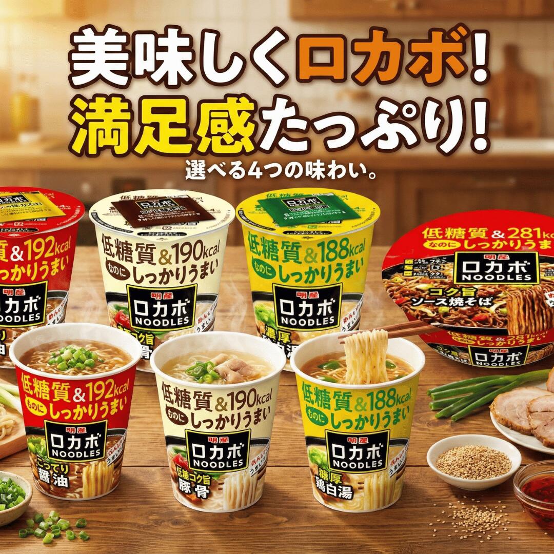 ロカボ NOODLES 明星 おいしさプラス 4種 各3個 アソート 12食 こってり醤油 濃厚鶏白湯 濃厚コク旨豚..