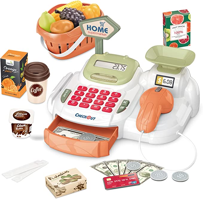 Rakuten - 36点 おままごとセット レジスターおもちゃ お店屋さんごっこ 子ども レジごっこ オモチャ お買い物 遊び レジスター お会計 教育玩具 女の子 可愛い 子供 2歳 3歳 男の子 クリスマスプレゼント ギフト