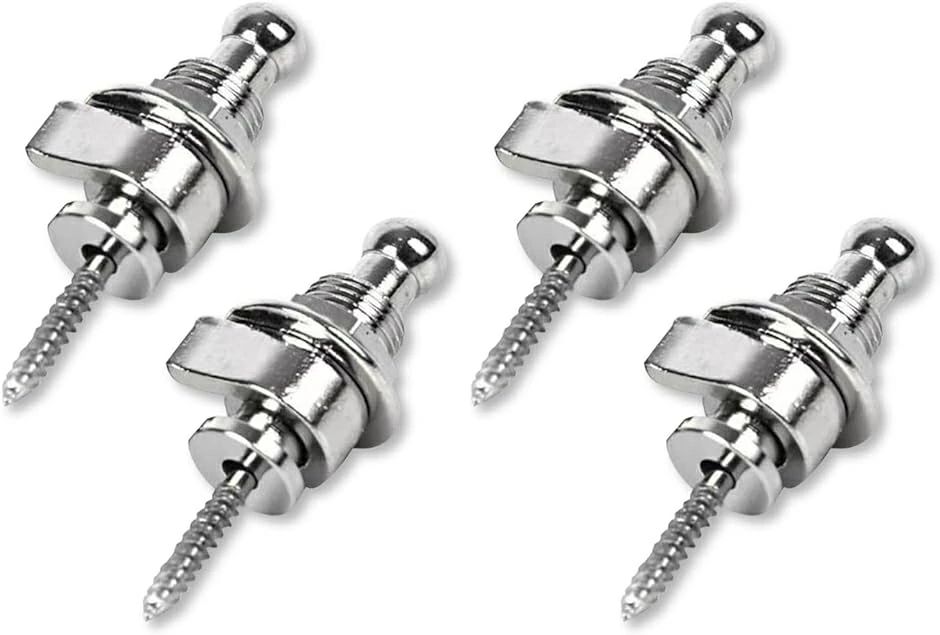 ギター ストラップ ロックピン 4個セット 脱着 エレキギター ベース アコギ 銀 メッキ