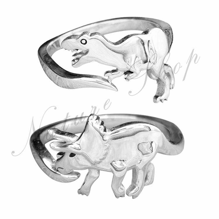 egaoインテリア館のリング 恐竜 ダイナソー 指輪 ティラノサウルス トリケラトプス スーパーサウルス ブラキオサウルス アクセサリー レディース メンズ 男女兼用 指先 お洒落 オシャレ アクセサリー ヒップホップ 調節可能 個性的 オープンリング｜アングル3