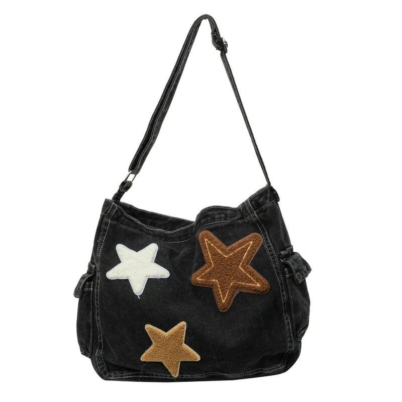 Rakuten - デニムバッグ レディース ショルダーバッグ 斜め掛け 肩掛け ファスナー付き かわいい おしゃれ 星柄