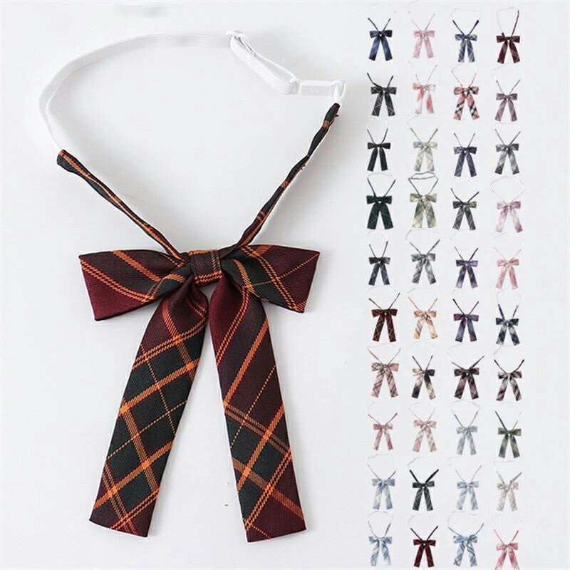 制服 リボン 長め レディース スクールリボン 蝶ボウタイ 蝶結び スクールボウタイ アジャスター付き チェック柄 学生服 制服リボン スクールリボン セーラー用 グリーン 緑 パープル 紫 ワンタッチボウタイ ワンタッリボン