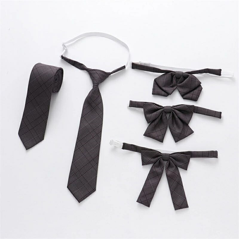 制服 ネクタイ 5点セット レディース スクールネクタイ 蝶ボウタイ 蝶結び スクールボウタイ アジャスター付き チェック柄 学生服 制服リボン スクールリボン セーラー用 ワンタッチネクタイ ワンタッチボウタイ ワンタッリボン